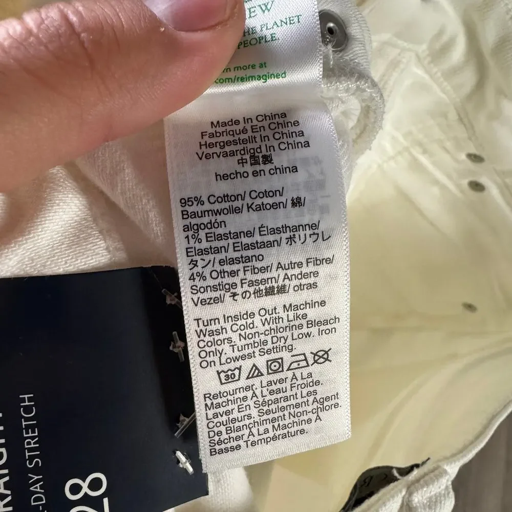 J.Crew Curvy Essential Straight Jeans WMNS 28 White Denim All Day Stretch Ankle